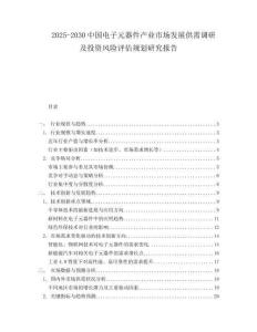 2025-2030中國電子元器件產業市場發展供需調研及投資風險評估規劃研究報告