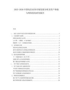2025-2030中國電信業務市場發展分析及用戶體驗與網絡優化研究報告