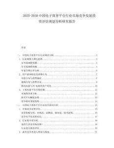 2025-2030中國電子商務平臺行業市場競爭發展投資評估規劃分析研究報告