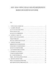 2025-2030中國(guó)風(fēng)力發(fā)電行業(yè)技術(shù)發(fā)展趨勢(shì)供需市場(chǎng)需求分析及投資布局評(píng)估規(guī)劃