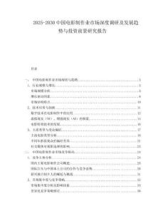 2025-2030中國電影制作業(yè)市場深度調(diào)研及發(fā)展趨勢與投資前景研究報告