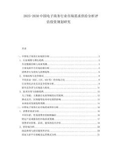 2025-2030中國電子商務(wù)行業(yè)市場需求供給分析評估投資規(guī)劃研究