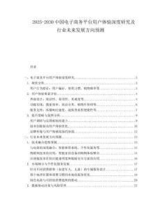 2025-2030中國電子商務平臺用戶體驗深度研究及行業未來發展方向預測