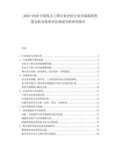 2025-2030中國電力工程行業評估行業市場現狀供需分析及投資評估規劃分析研究報告