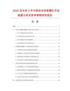 2026及未來5年中國自攻瑣緊螺釘市場數(shù)據(jù)分析及競爭策略研究報告