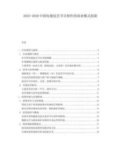 2025-2030中國電視綜藝節(jié)目制作的商業(yè)模式創(chuàng)新