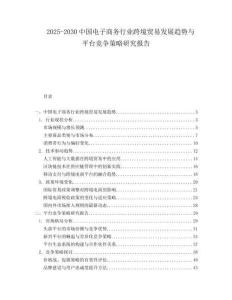 2025-2030中國電子商務(wù)行業(yè)跨境貿(mào)易發(fā)展趨勢與平臺競爭策略研究報告