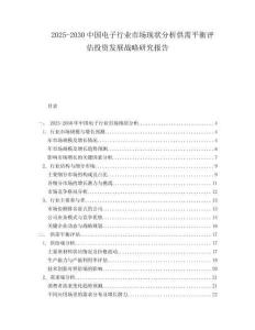 2025-2030中國電子行業(yè)市場現(xiàn)狀分析供需平衡評估投資發(fā)展戰(zhàn)略研究報告