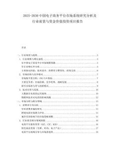 2025-2030中國電子商務平臺市場系統研究分析及行業前景與資金價值投資項目報告