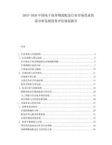 2025-2030中國電子商務物流配送行業市場需求供需分析發展投資評估規劃報告
