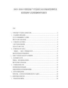 2025-2030中國(guó)房地產(chǎn)開(kāi)發(fā)商行業(yè)市場(chǎng)深度調(diào)研及前景趨勢(shì)與發(fā)展戰(zhàn)略研究報(bào)告