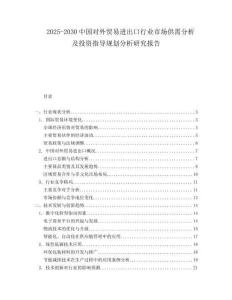 2025-2030中國對外貿易進出口行業市場供需分析及投資指導規劃分析研究報告