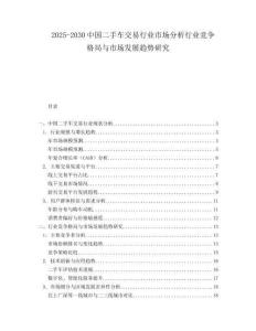 2025-2030中國二手車交易行業市場分析行業競爭格局與市場發展趨勢研究