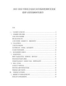 2025-2030中國動力電池行業市場深度調研及發展趨勢與投資戰略研究報告