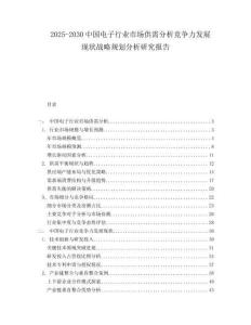 2025-2030中國電子行業市場供需分析競爭力發展現狀戰略規劃分析研究報告