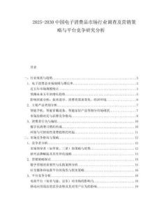 2025-2030中國電子消費品市場行業調查及營銷策略與平臺競爭研究分析