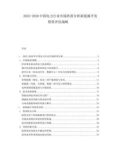 2025-2030中國電力行業(yè)市場供需分析新能源開發(fā)投資評估戰(zhàn)略