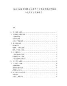 2025-2030中國電子元器件行業(yè)市場供需態(tài)勢解析與投資規(guī)劃發(fā)展報告