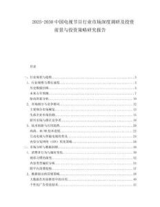2025-2030中國電視節(jié)目行業(yè)市場深度調(diào)研及投資前景與投資策略研究報(bào)告