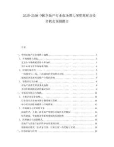 2025-2030中國房地產(chǎn)行業(yè)市場潛力深度觀察及投資機(jī)會(huì)預(yù)測報(bào)告
