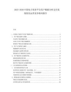 2025-2030中國電子商務平臺用戶數據分析支付系統優化運營競爭格局報告