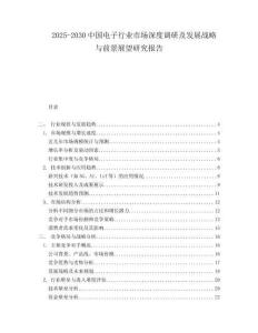 2025-2030中國電子行業市場深度調研及發展戰略與前景展望研究報告