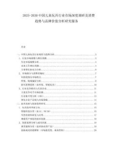 2025-2030中國兒童玩具行業市場深度調研及消費趨勢與品牌價值分析研究服務
