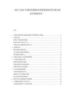 2025-2030中國紡織服裝業智能制造轉型升級市場競爭規劃研究