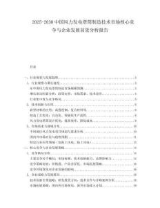 2025-2030中國風力發(fā)電塔筒制造技術市場核心競爭與企業(yè)發(fā)展前景分析報告