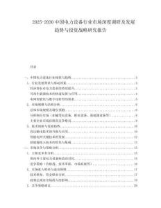 2025-2030中國電力設備行業(yè)市場深度調研及發(fā)展趨勢與投資戰(zhàn)略研究報告