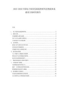 2025-2030中國電子商務發(fā)展趨勢研判及物流體系建設方案研究報告