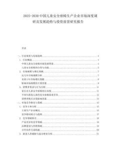 2025-2030中國兒童安全座椅生產企業市場深度調研及發展趨勢與投資前景研究報告