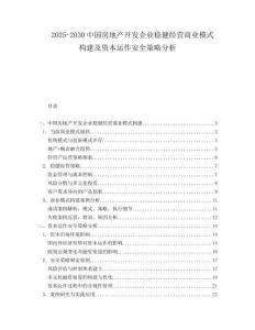 2025-2030中國房地產開發企業穩健經營商業模式構建及資本運作安全策略分析