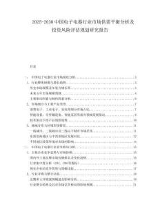2025-2030中國電子電器行業市場供需平衡分析及投資風險評估規劃研究報告