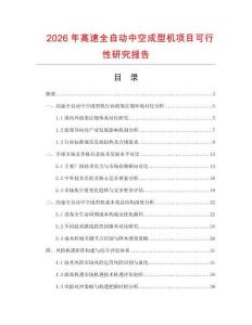 2026年高速全自動中空成型機項目可行性研究報告