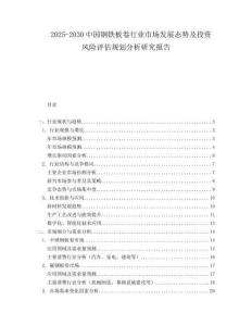 2025-2030中國鋼鐵板卷行業(yè)市場(chǎng)發(fā)展態(tài)勢(shì)及投資風(fēng)險(xiǎn)評(píng)估規(guī)劃分析研究報(bào)告