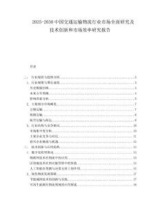 2025-2030中國交通運輸物流行業市場全面研究及技術創新和市場效率研究報告