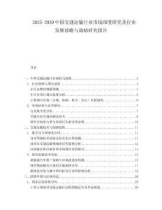 2025-2030中國交通運(yùn)輸行業(yè)市場深度研究及行業(yè)發(fā)展前瞻與戰(zhàn)略研究報(bào)告