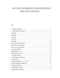 2025-2030中國交通運(yùn)輸行業(yè)市場深度研究及發(fā)展策略與投資方向研究報(bào)告