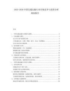 2025-2030中國交通運輸行業(yè)市場競爭與投資分析規(guī)劃報告