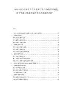 2025-2030中國教育咨詢服務(wù)行業(yè)市場(chǎng)全面考察及教育咨詢與職業(yè)規(guī)劃的市場(chǎng)發(fā)展策略報(bào)告