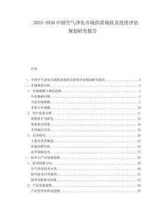2025-2030中國(guó)空氣凈化市場(chǎng)供需現(xiàn)狀及投資評(píng)估規(guī)劃研究報(bào)告