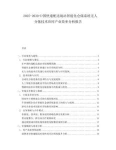 2025-2030中國快遞配送場站智能化倉儲系統(tǒng)無人分揀技術(shù)應用產(chǎn)業(yè)效率分析報告