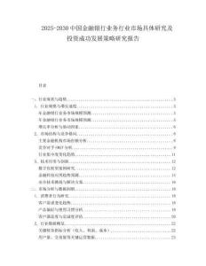 2025-2030中國(guó)金融銀行業(yè)務(wù)行業(yè)市場(chǎng)具體研究及投資成功發(fā)展策略研究報(bào)告