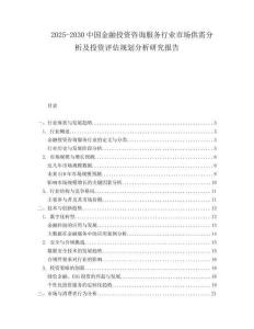 2025-2030中國金融投資咨詢服務(wù)行業(yè)市場供需分析及投資評估規(guī)劃分析研究報告