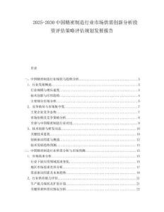 2025-2030中國(guó)精密制造行業(yè)市場(chǎng)供需創(chuàng)新分析投資評(píng)估策略評(píng)估規(guī)劃發(fā)展報(bào)告