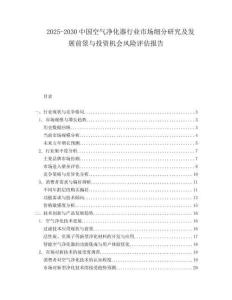 2025-2030中國空氣凈化器行業(yè)市場細分研究及發(fā)展前景與投資機會風險評估報告