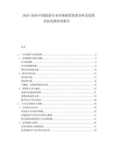 2025-2030中國旅游行業(yè)市場現(xiàn)狀供需分析及投資評估發(fā)展研究報告