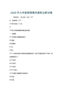 2025年九年級物理期末推陳出新試卷