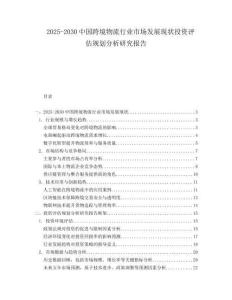 2025-2030中國跨境物流行業(yè)市場發(fā)展現(xiàn)狀投資評估規(guī)劃分析研究報告